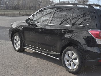 16 649 р. Защита порогов на Russtal труба 75х42 овал с проступью Subaru Forester SJ рестайлинг (2016-2019)  с доставкой в г. Майкоп. Увеличить фотографию 2