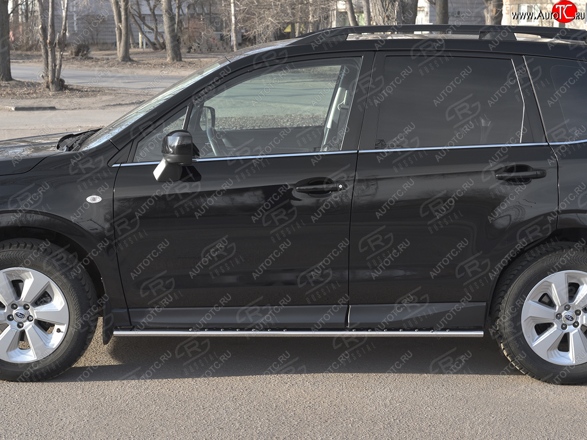 16 649 р. Защита порогов на Russtal труба 75х42 овал с проступью Subaru Forester SJ рестайлинг (2016-2019)  с доставкой в г. Майкоп