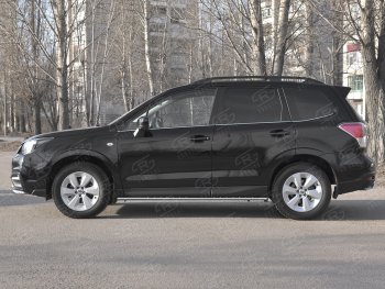16 649 р. Защита порогов на Russtal труба 75х42 овал с проступью Subaru Forester SJ рестайлинг (2016-2019)  с доставкой в г. Майкоп. Увеличить фотографию 3