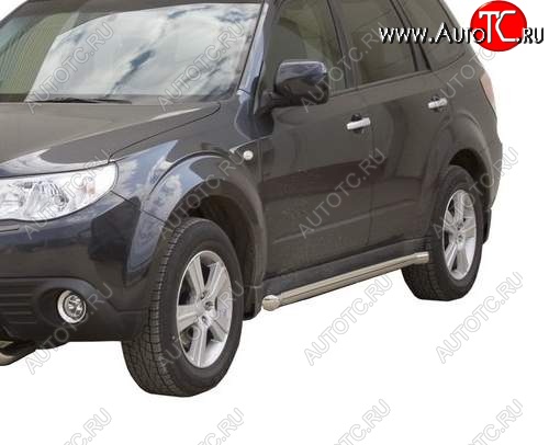 10 899 р. Защита порогов ТехноСфера (Техно Сфера) (Сталь с покрытием, 63.5 mm) Subaru Forester SH (2008-2013) (цвет: Серебристый)  с доставкой в г. Майкоп