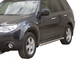 Защита порогов ТехноСфера (Техно Сфера) (нержавейка, 63.5 mm) Subaru Forester  SH (2008-2013)