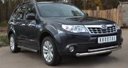 18 399 р. Защита переднего бампера (2 трубыØ63 и 42 мм, нержавейка) SLITKOFF Subaru Forester SH (2008-2013)  с доставкой в г. Майкоп. Увеличить фотографию 2