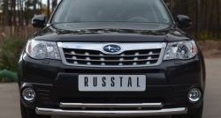 Защита переднего бампера (2 трубыØ63 и 42 мм, нержавейка) SLITKOFF Subaru Forester  SH (2008-2013)