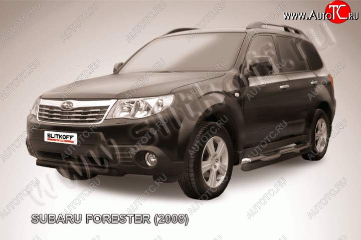 4 599 р. защита переднего бампера Slitkoff  Subaru Forester  SH (2008-2013) (Цвет: серебристый)  с доставкой в г. Майкоп