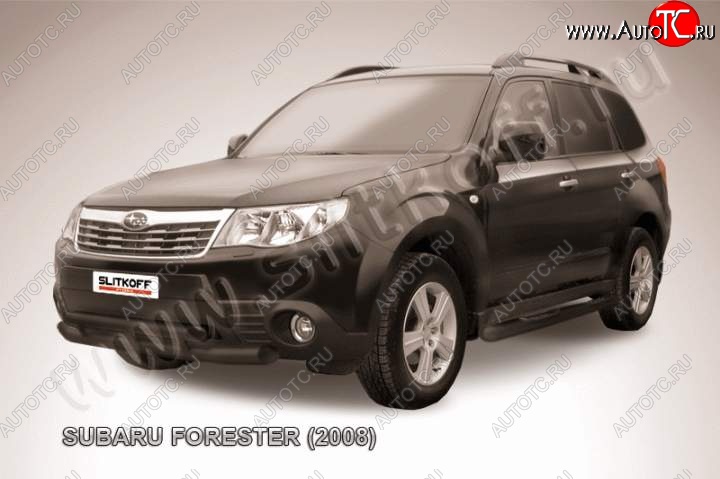 10 299 р. Защита переднего бампер Slitkoff Subaru Forester SH (2008-2013) (Цвет: серебристый)  с доставкой в г. Майкоп
