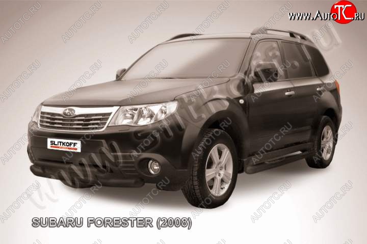 11 299 р. Защита переднего бампер Slitkoff Subaru Forester SH (2008-2013) (Цвет: серебристый)  с доставкой в г. Майкоп