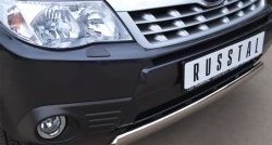 12 949 р. Защита переднего бампера (Ø75х42 мм, нержавейка) Russtal Subaru Forester SH (2008-2013)  с доставкой в г. Майкоп. Увеличить фотографию 2