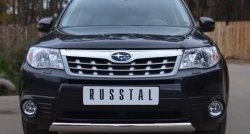 Защита переднего бампера (Ø75х42 мм, нержавейка) Russtal Subaru Forester SH (2008-2013)
