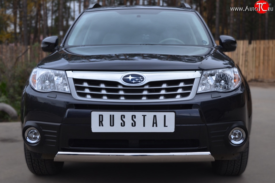 12 949 р. Защита переднего бампера (Ø75х42 мм, нержавейка) Russtal Subaru Forester SH (2008-2013)  с доставкой в г. Майкоп