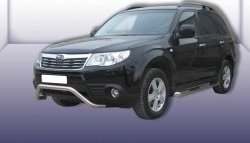 Усиленная низкая защита переднего бампера из трубы диаметром 57 мм Slitkoff Subaru Forester  SH (2008-2013)