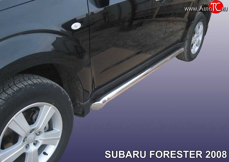 14 999 р. Защита порогов из круглой трубы диаметром 76 мм Slitkoff  Subaru Forester  SH (2008-2013) (Цвет: нержавеющая полированная сталь)  с доставкой в г. Майкоп