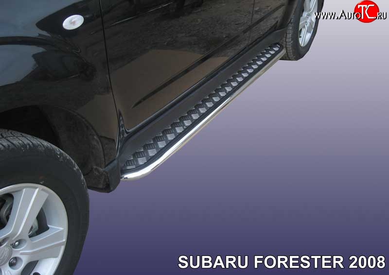 16 999 р. Широкая защита порогов Slitkoff  Subaru Forester  SH (2008-2013) (Цвет: нержавеющая полированная сталь)  с доставкой в г. Майкоп