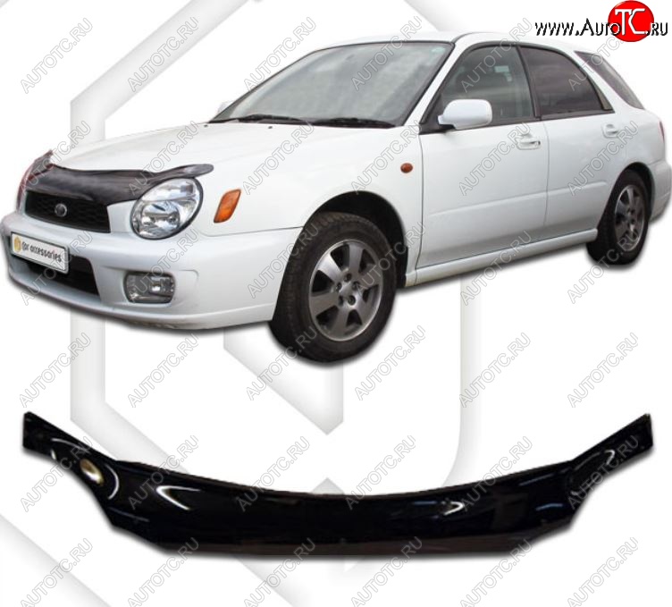 2 079 р. Дефлектор капота (GGA, GGB) CA-Plastic Subaru Impreza GD седан дорестайлинг (2000-2002) (Classic черный, Без надписи)  с доставкой в г. Майкоп