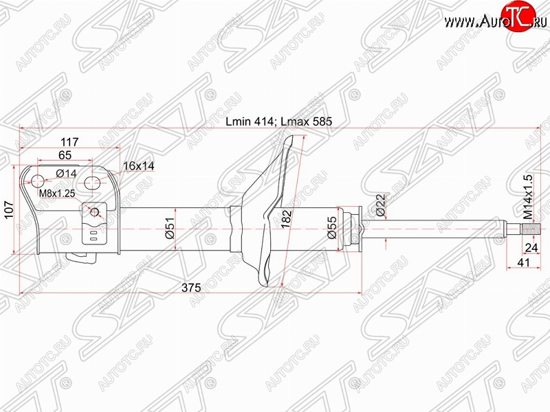3 699 р. Левый амортизатор передний SAT Subaru Outback BH/BE12 универсал (1998-2004)  с доставкой в г. Майкоп