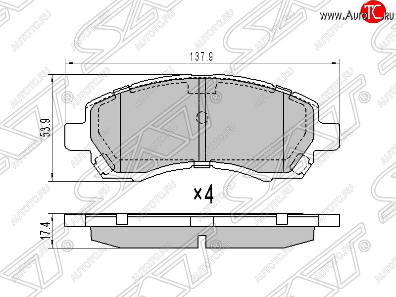 1 099 р. Колодки тормозные SAT (передние) Subaru Impreza GC седан (1992-2000)  с доставкой в г. Майкоп