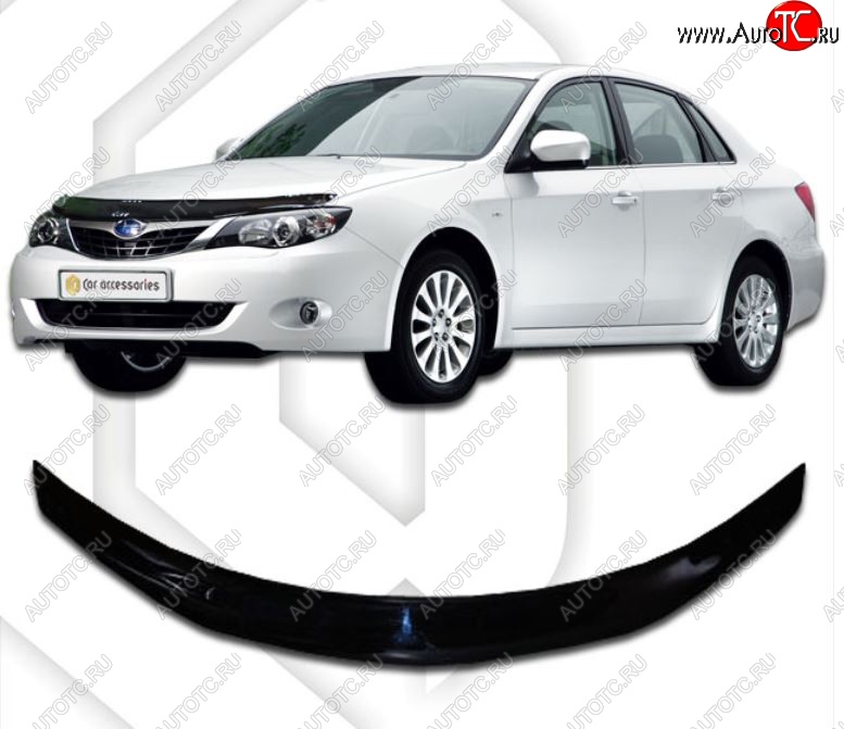 1 899 р. Дефлектор капота CA-Plastiс  Subaru Impreza ( GE,  GH) (2007-2012) седан, хэтчбэк (Classic черный, Без надписи)  с доставкой в г. Майкоп
