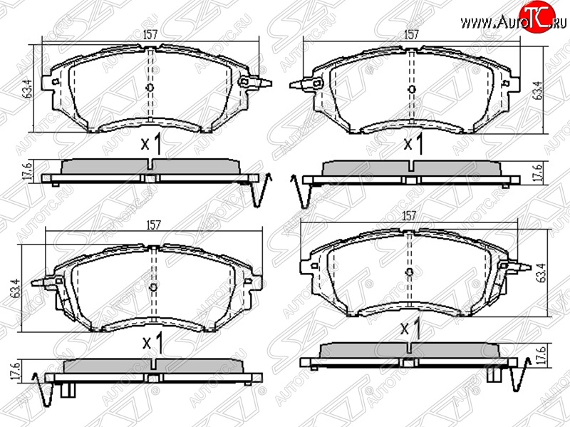 1 199 р. Колодки тормозные SAT (передние) Subaru Outback BP дорестайлинг универсал (2003-2006)  с доставкой в г. Майкоп