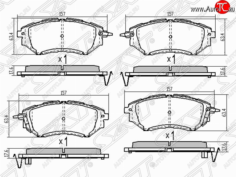 1 199 р. Колодки тормозные (передние) SAT Subaru Outback BP дорестайлинг универсал (2003-2006)  с доставкой в г. Майкоп