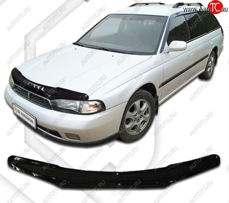 1 999 р. Дефлектор капота CA-Plastic Subaru Legacy BD/B11 седан дорестайлинг (1993-1996) (Classic черный, Без надписи)  с доставкой в г. Майкоп