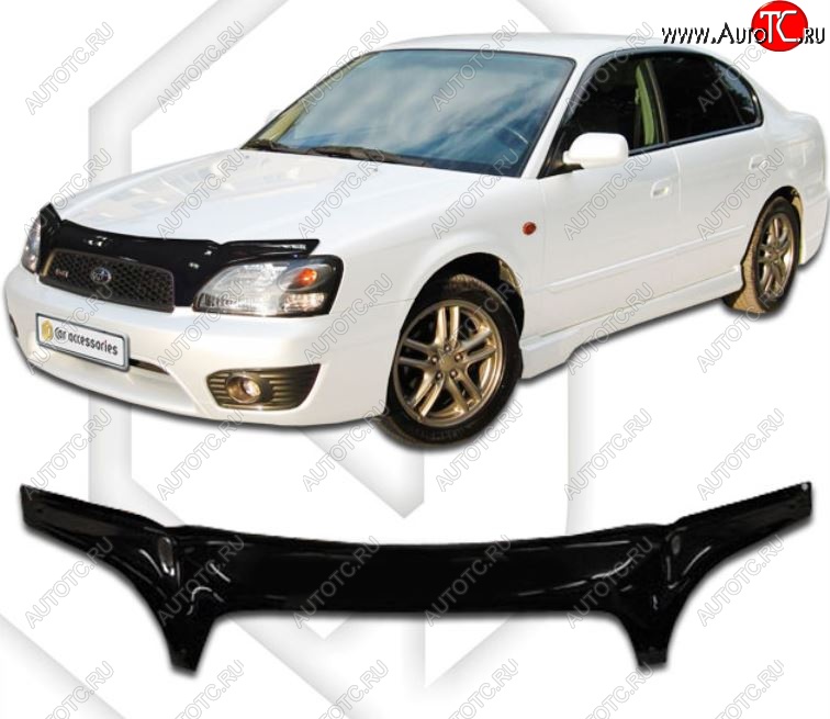 2 199 р. Дефлектор капота (левый руль) CA-Plastiс exclusive  Subaru Legacy  BH/BE12 (1998-2003) универсал (Classic черный, Без надписи)  с доставкой в г. Майкоп