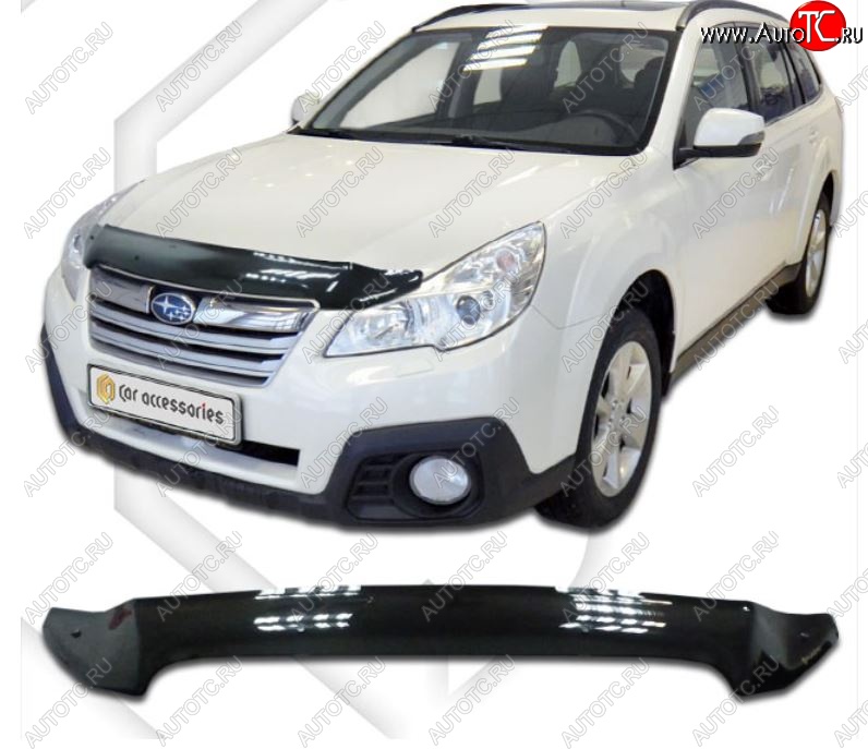 1 999 р. Дефлектор капота (USA) CA-Plastiс  Subaru Outback ( BR/B14,  BR,) (2009-2015) дорестайлинг универсал, B14)  рестайлинг универсал (Classic черный, Без надписи)  с доставкой в г. Майкоп