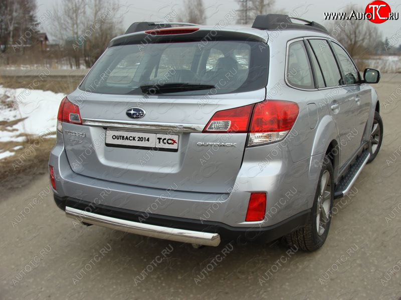 15 899 р. Защита заднего бампера (овальная) ТСС 75х42 мм Subaru Outback BS/B15 дорестайлинг универсал (2014-2018)  с доставкой в г. Майкоп