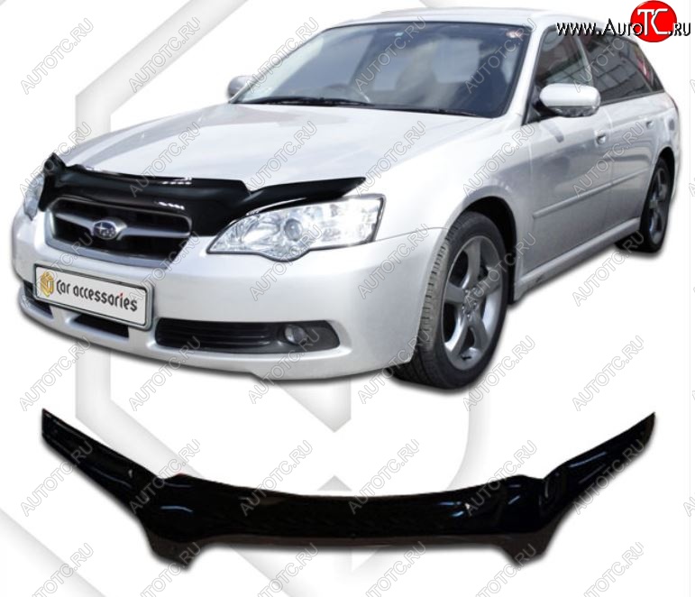 2 159 р. Дефлектор капота CA-Plastiс Subaru Outback BP дорестайлинг универсал (2003-2006) (Classic черный, Без надписи)  с доставкой в г. Майкоп