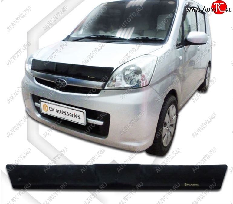 1 759 р. Дефлектор капота CA-Plastiс  Subaru Stella  RN (2006-2011) (Classic черный, Без надписи)  с доставкой в г. Майкоп
