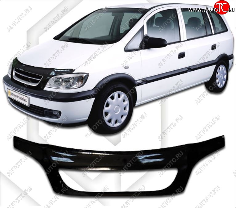 2 399 р. Дефлектор капота CA-Plastiс exclusive  Subaru Traviq (2001-2005) (Classic черный, Без надписи)  с доставкой в г. Майкоп