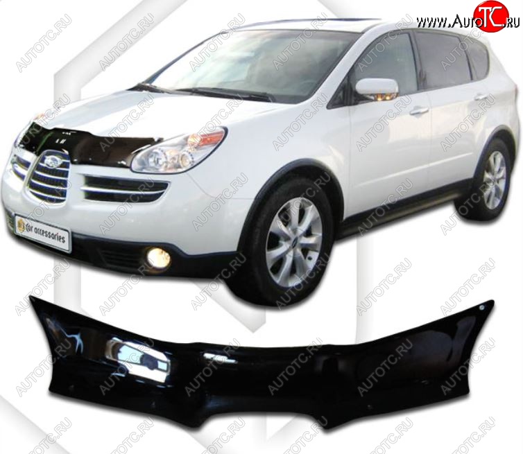 2 079 р. Дефлектор капота CA-Plastic Subaru Tribeca (2005-2007) (Classic черный, Без надписи)  с доставкой в г. Майкоп
