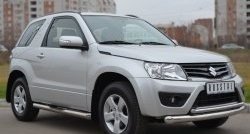 18 999 р. Защита переднего бампера (2 трубыØ76 и 42 мм, нержавейка) SLITKOFF  Suzuki Grand Vitara  JT (2012-2016) 3 двери 2-ой рестайлинг  с доставкой в г. Майкоп. Увеличить фотографию 2