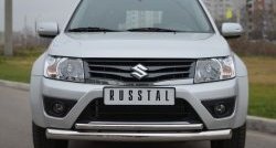 Защита переднего бампера (2 трубыØ76 и 42 мм, нержавейка) SLITKOFF Suzuki Grand Vitara  JT (2012-2016) 3 двери 2-ой рестайлинг