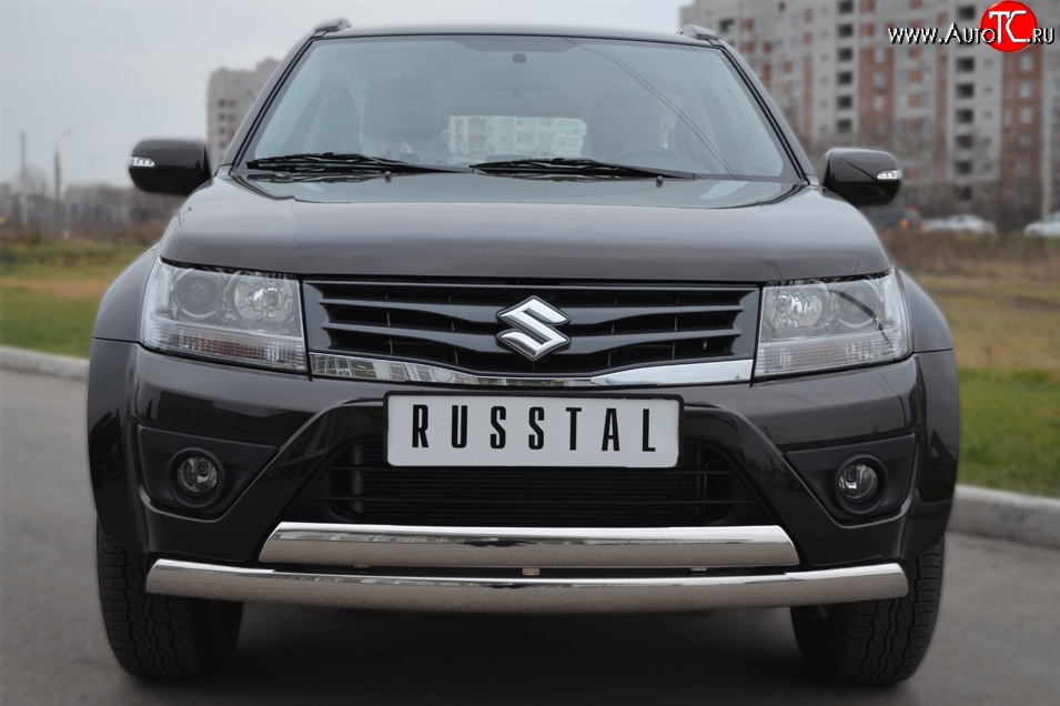 16 999 р. Защита переднего бампера (2 трубыØ75х42 мм, нержавейка) Russtal Suzuki Grand Vitara JT 5 дверей 2-ой рестайлинг (2012-2016)  с доставкой в г. Майкоп