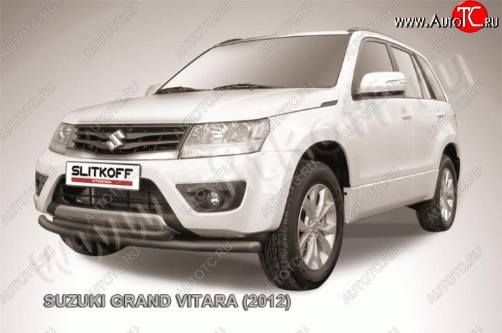 8 199 р. Защита переднего бампер Slitkoff Suzuki Grand Vitara JT 5 дверей 2-ой рестайлинг (2012-2016) (Цвет: серебристый)  с доставкой в г. Майкоп