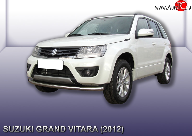 10 849 р. Одинарная защита переднего бампера из трубы диаметром 57 мм Slitkoff Suzuki Grand Vitara JT 5 дверей 2-ой рестайлинг (2012-2016) (Цвет: нержавеющая полированная сталь)  с доставкой в г. Майкоп