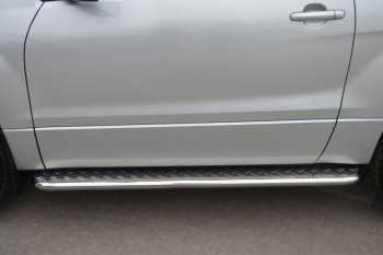 22 999 р. Широкая защита порогов с трубой диаметром 42 мм 3 дв. SLITKOFF v2  Suzuki Grand Vitara  JT (2012-2016) 3 двери 2-ой рестайлинг  с доставкой в г. Майкоп. Увеличить фотографию 2