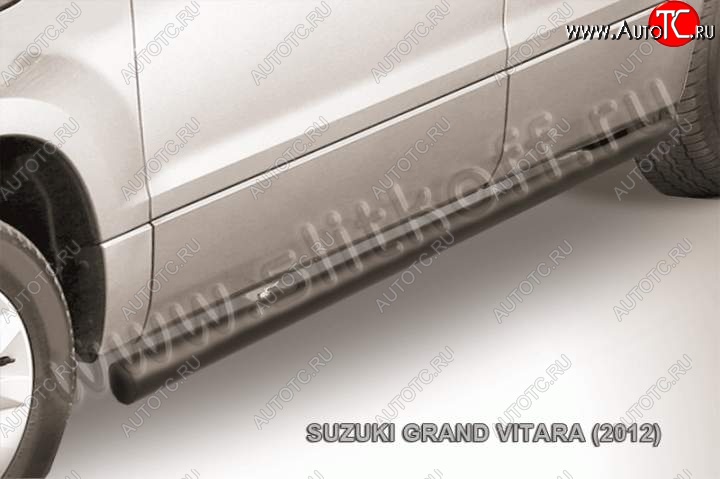 9 899 р. Защита порогов Slitkoff Suzuki Grand Vitara JT 5 дверей 2-ой рестайлинг (2012-2016) (Цвет: серебристый)  с доставкой в г. Майкоп
