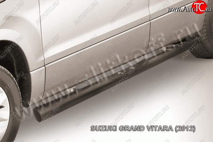 12 399 р. Защита порогов Slitkoff  Suzuki Grand Vitara  JT 5 дверей (2012-2016) 2-ой рестайлинг (Цвет: серебристый)  с доставкой в г. Майкоп