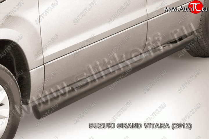 10 599 р. Защита порогов Slitkoff  Suzuki Grand Vitara  JT 5 дверей (2012-2016) 2-ой рестайлинг (Цвет: серебристый)  с доставкой в г. Майкоп