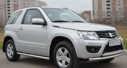 69 999 р. Защита порогов из круглой трубы диаметром 63 мм (3 дв.) Russtal Suzuki Grand Vitara JT 3 двери 2-ой рестайлинг (2012-2016) (Защита порогов с со скосами на торцах (вариант 1))  с доставкой в г. Майкоп. Увеличить фотографию 9