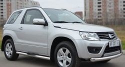 83 999 р. Защита порогов с пластиковыми вставками для ног из круглой трубы диаметром 76 мм (3 дв.) Russtal Suzuki Grand Vitara JT 3 двери 2-ой рестайлинг (2012-2016) (Защита порогов с со скосами на торцах (вариант 1))  с доставкой в г. Майкоп. Увеличить фотографию 9