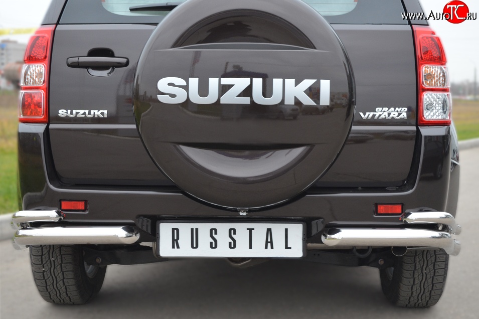 15 899 р. Защита заднего бампера (Ø63 и 42 мм, нержавейка) SLITKOFF Suzuki Grand Vitara JT 5 дверей 2-ой рестайлинг (2012-2016)  с доставкой в г. Майкоп