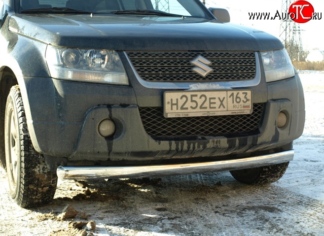 9 499 р. Защита переднего бампера d75x42 мм Металл Дизайн Suzuki Grand Vitara JT 5 дверей дорестайлинг (2005-2008) (полированная нержавейка)  с доставкой в г. Майкоп