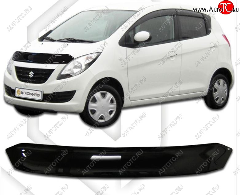 1 899 р. Дефлектор капота CA-Plastic Suzuki Cervo (2006-2009) (Classic черный, Без надписи)  с доставкой в г. Майкоп