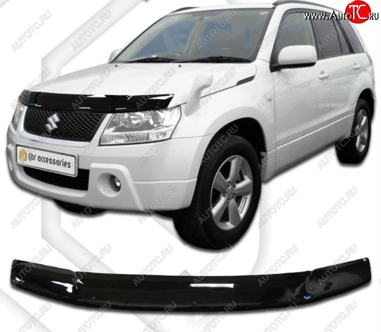 1 999 р. Дефлектор капота CA-Plastic  Suzuki Escudo ( 5,  3) (2006-2012) дв. дорестайлинг, дорестайлинг, 1-ый рестайлинг (Classic черный, Без надписи)  с доставкой в г. Майкоп