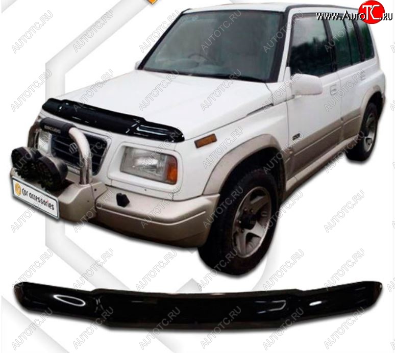 2 079 р. Дефлектор капота (1.6 л) CA-Plastiс Suzuki Escudo 1 рестайлинг (1994-1997) (Classic черный, Без надписи)  с доставкой в г. Майкоп