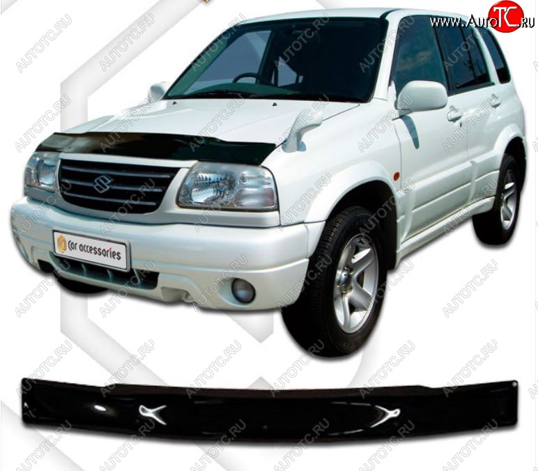1 999 р. Дефлектор капота CA-Plastic Suzuki Escudo 2 (1997-2006) (Classic черный, Без надписи)  с доставкой в г. Майкоп