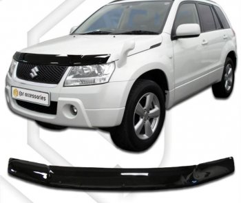 1 999 р. Дефлектор капота CA-Plastiс Suzuki Grand Vitara JT 3 двери дорестайлинг (2005-2008) (серия Classic черный)  с доставкой в г. Майкоп. Увеличить фотографию 2