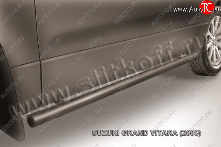 9 899 р. Защита порогов Slitkoff  Suzuki Grand Vitara  JT 5 дверей (2008-2012) 1-ый рестайлинг (Цвет: серебристый)  с доставкой в г. Майкоп