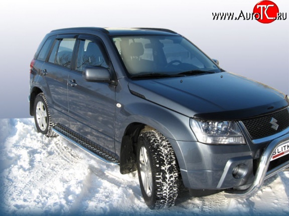 16 999 р. Широкая защита порогов с трубой диаметром 42 мм Slitkoff  Suzuki Grand Vitara  JT 5 дверей (2008-2012) 1-ый рестайлинг (Цвет: нержавеющая полированная сталь)  с доставкой в г. Майкоп